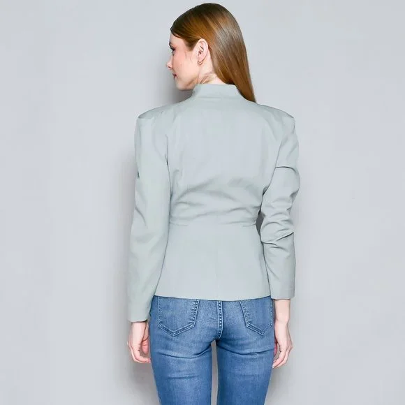 THIERRY MUGLER Vintage Seafoam Wool Structured Blazer - Picture 5 of 14